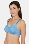 Rosaline Everyday Double Layered Non-Wired 3/4th Coverage T-Shirt Bra - Blue Botaic Pt2 — thumbnail 2